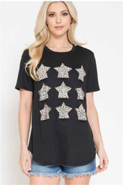 65 CP-H {Wild Times Ahead} Black Top with Leopard Stars