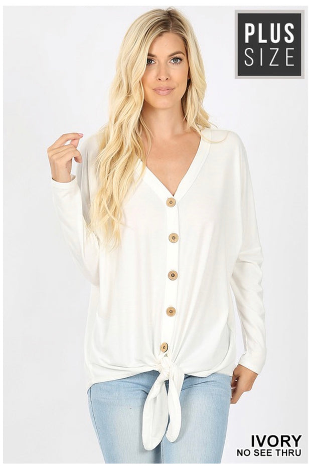 SLS-C {Simpler Times} Ivory Button Front Top