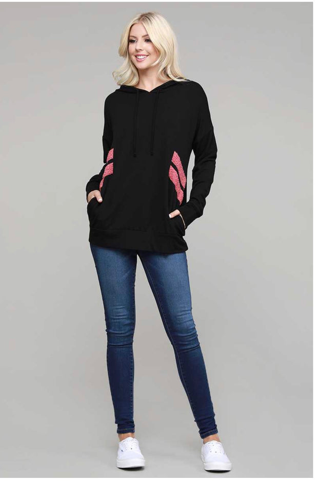HD-Y {Just So You Know} Black Hoodie with Mauve Detail ***FLASH SALE***