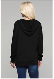 HD-Y {Just So You Know} Black Hoodie with Mauve Detail ***FLASH SALE***