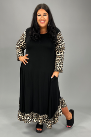 LD-U {Leopard All Around} Black/Leopard Print Dress PLUS SIZE XL 2X 3X