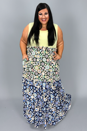 LD-O {Lovely As Ever}  SALE! Yellow/Multi-Color Floral Maxi Dress PLUS SIZE XL 2X 3X
