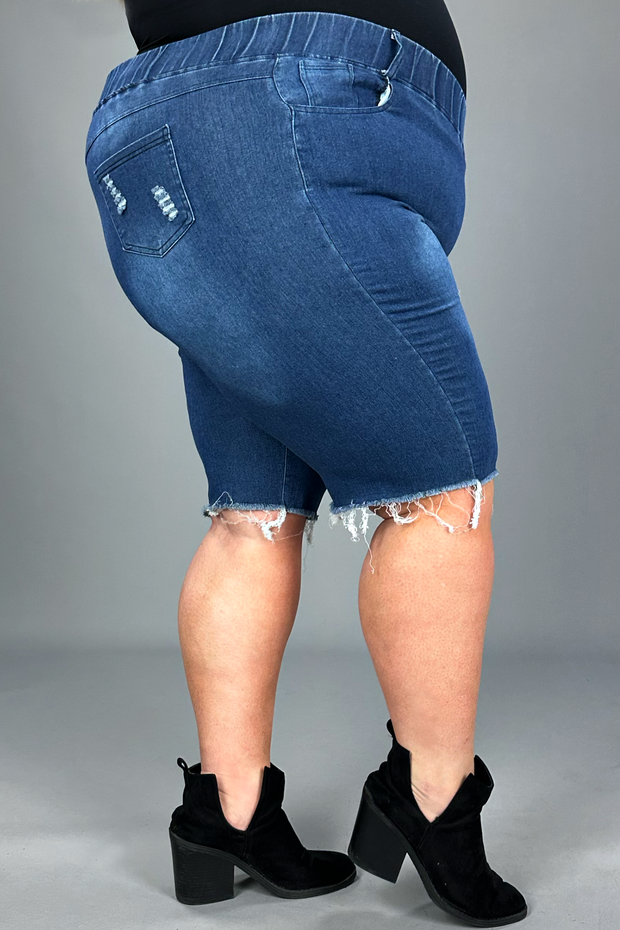LEG 58 SALE! {Made For Me} Blue Denim Distressed Shorts  SALE!!!!  EXTENDED PLUS SIZE 4X/5X  5X/6X
