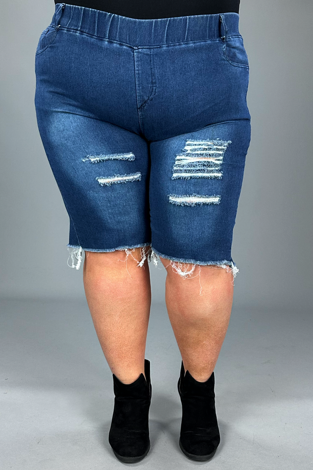LEG 58 {Made For Me} Blue Denim Distressed Shorts