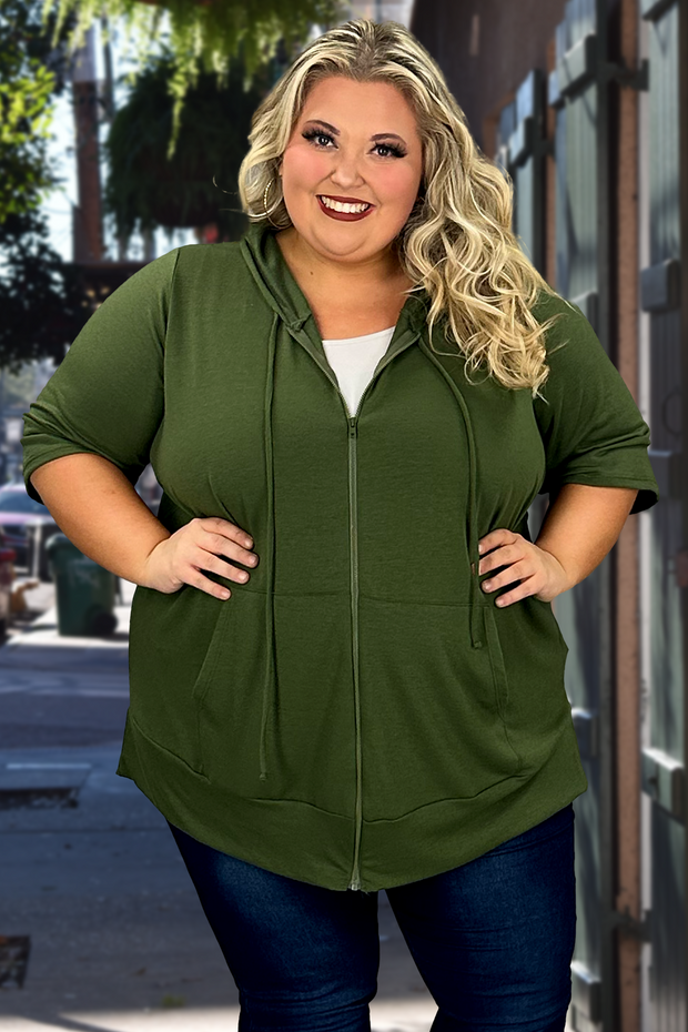 89 OT-F {Paint the Town} OLIVE French Terry Hoodie CURVY BRAND!!  EXTENDED PLUS SIZE 3X 4X 5X 6X
