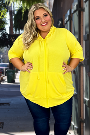 89 OT-I {Paint the Town} YELLOW   French Terry Hoodie CURVY BRAND!!  EXTENDED PLUS SIZE 3X 4X 5X 6X