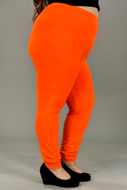 LEG-E  {Pursuit Of Comfort} Orange Full Length Leggings EXTENDED PLUS SIZE 3X/5X