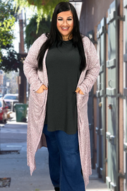 LD-Q {Reflection Of Love} Lt. Red Ribbed Duster w/ Pockets PLUS SIZE XL 2X 3X