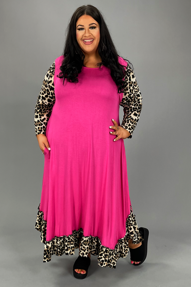 LD-U {Roar For Me} Fuchsia Leopard Print Dress PLUS SIZE XL 2X 3X