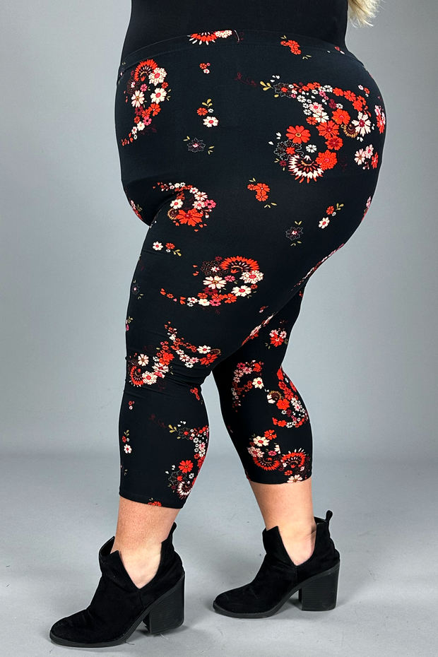 Red hot sale floral leggings