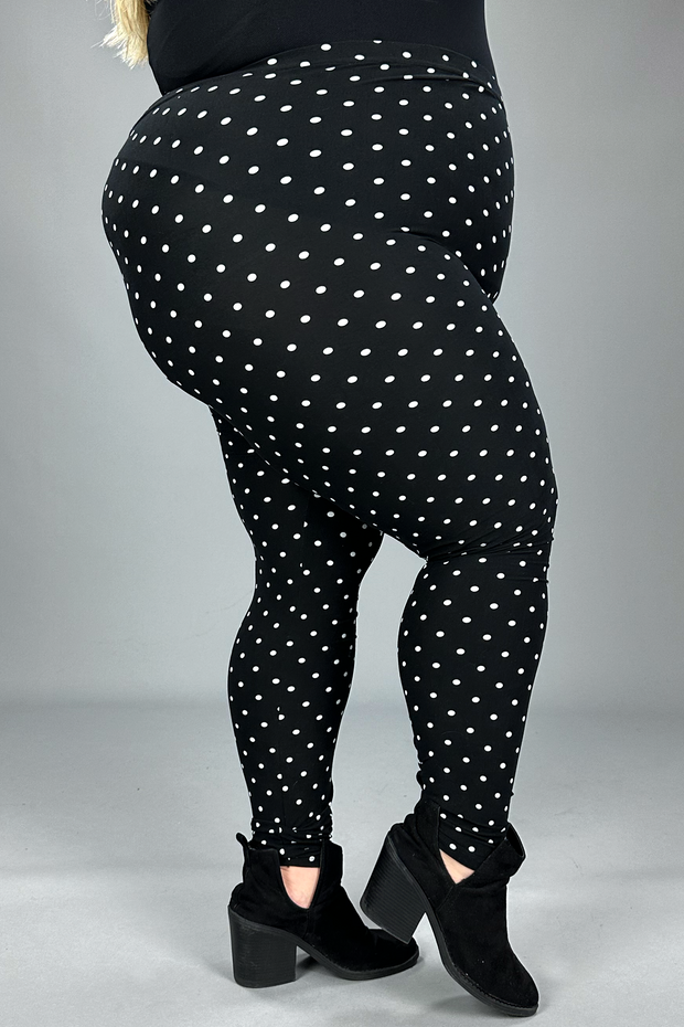 LEG-T {Seeing Black Leggings w/White Polka Dots EXTENDED PLUS S – Boutique Plus Size Clothing