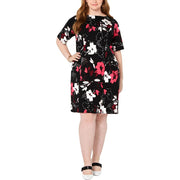 PSS-M M-109  {Alfani} Black Floral Dress  Retail $99.50 EXTENDED PLUS SIZE 20W 28W