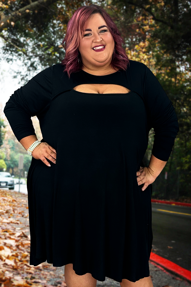 30 OR 17 SLS-A {All In Favor} Black Key Hole Dress CURVY BRAND!! EXTENDED PLUS SIZE 3X 4X 5X 6X