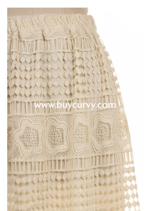 Bt-B {Meet By Chance} Cream Skirt With Long Crochet Overlay Bottoms