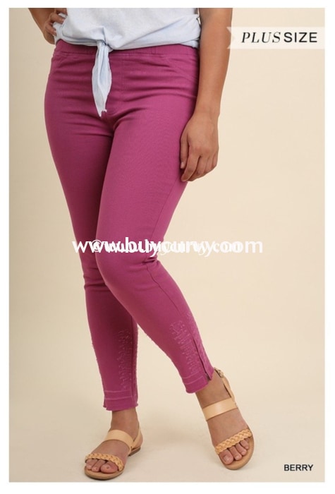 Bt-S Umgee Magenta Jeggings Elastic Band & Bottom Zipper Sale! Bottoms