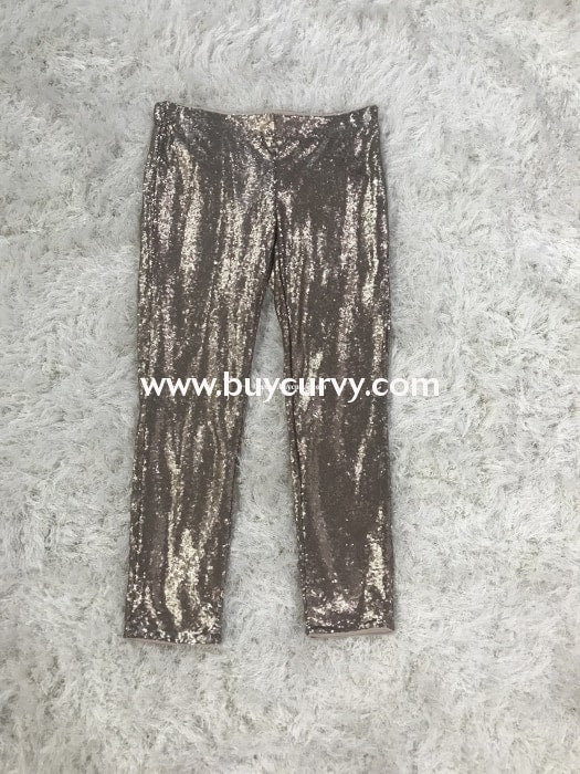 Bt-W Gold Jewel Sequin Full Length Pants With Elastic Waistband Runs Small Bottoms