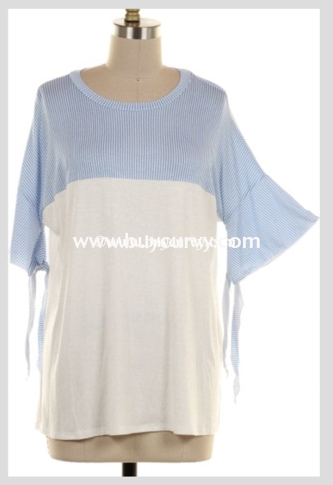 Cp-E Just My Stripe Baby Blue/ivory Contrast Tie Sleeves Sale!!