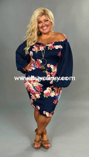 Cp-H Navy/rose Floral Print With Navy Sleeves Sale!! Contrast