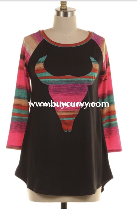 Cp-X {Magical Realism} Black Bullhead Top With Rainbow Contrast