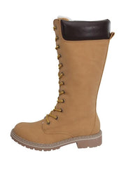 SHOES {Forever} CAMEL Lace-Up Knee Boots with Fleece Lining