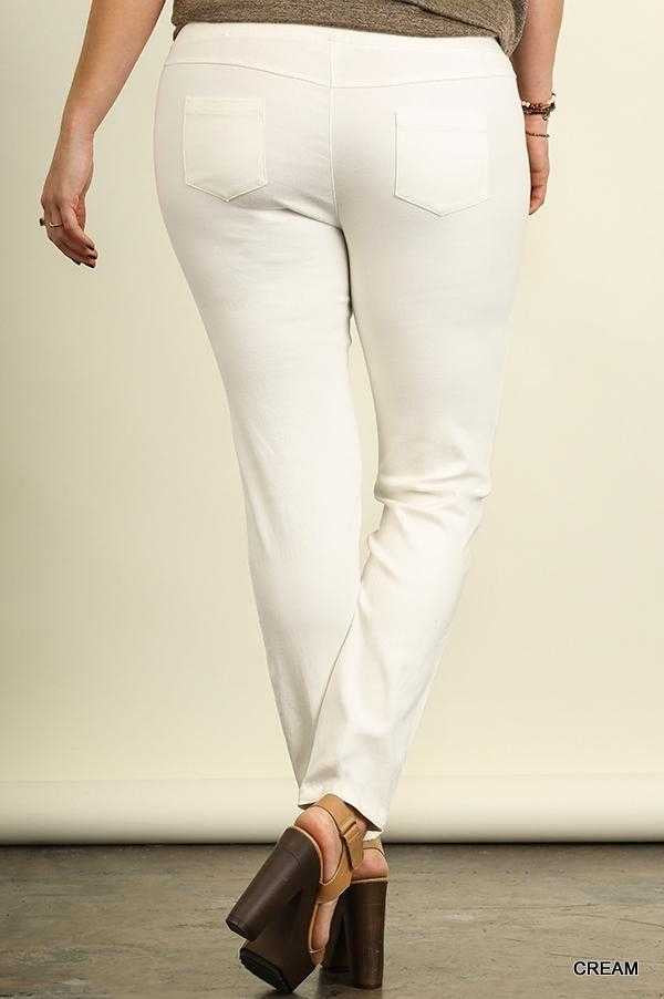 BT-M {More To The Story}  Umgee Cream Stretch Pants PLUS SIZE XL 1X 2X