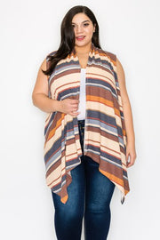 24 OT {Stripes For You} Rust/Navy Striped Ribbed Vest EXTENDED PLUS SIZE 3X 4X 5X