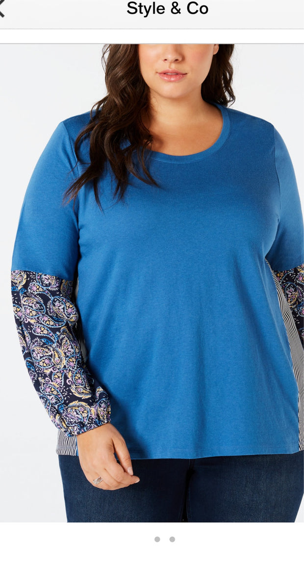 CP-A  M-109 {Style & Co} Blue Solid, Striped, Paisley Top Retail $56.50 ***FLASH SALE***