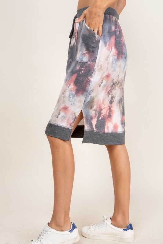BT-I {That's Life} Charcoal Mauve Tie Dye Skirt SALE!!! PLUS SIZE XL 2X 3X