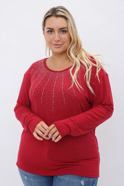 26 SD {Sweeter Than Sugar} Red Long Sleeve Top w/Studs PLUS SIZE XL 2X 3X