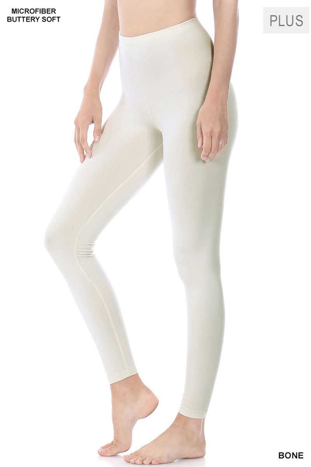 LEG-68 {Bend My Way} Bone "Butter soft" Full Length Leggings PLUS SIZE 1X 2X 3X