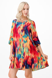 93 PQ-C {Color Loving} Multi-Color Print Dress PLUS SIZE 1X 2X 3X