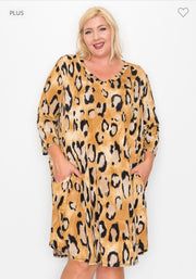 76 PQ-Y {Friend To All} Leopard Print V-Neck Dress  EXTENDED PLUS SIZE 3X 4X 5X