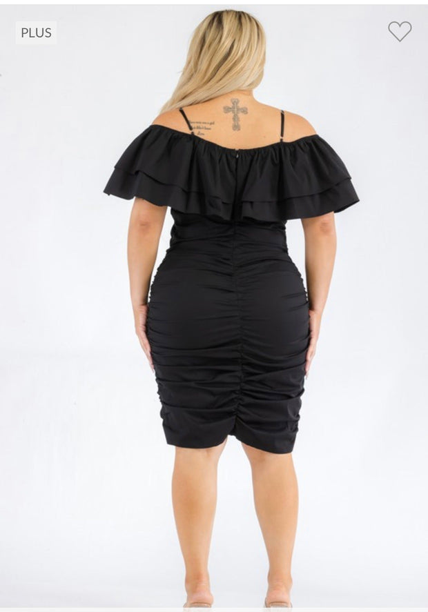 LD-R {Living For It} Black Lined Bodycon Dress PLUS SIZE 1X 2X 3X