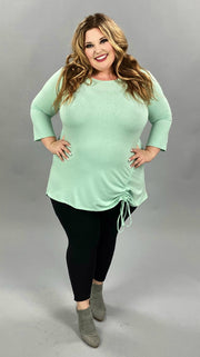 41 SQ-A {Mint Social} Mint Tunic with Ruched Side PLUS SIZE XL 2X 3X