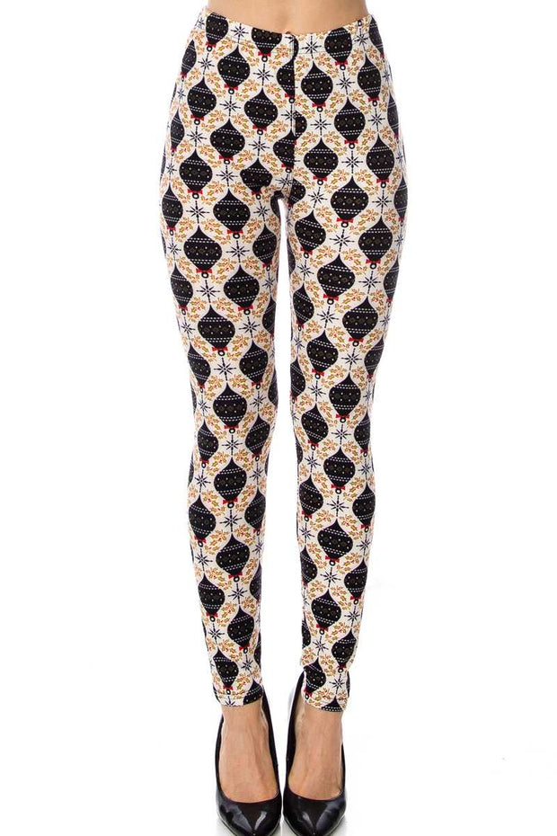 BIN-98 {All I Want} Black Gold Ornament Leggings EXTENDED PLUS SIZE X-PLUS