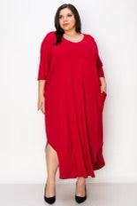 LD-H {Relax More Often} Burgundy V-Neck Maxi w/Pockets CURVY BRAND!!!  EXTENDED PLUS SIZE 4X 5X 6X
