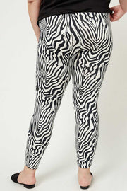 BT-99  {A Little "Kneedy} Zebra Print Pants With Black Lace Cut-Out PLUS SIZE 1X 2X 3X