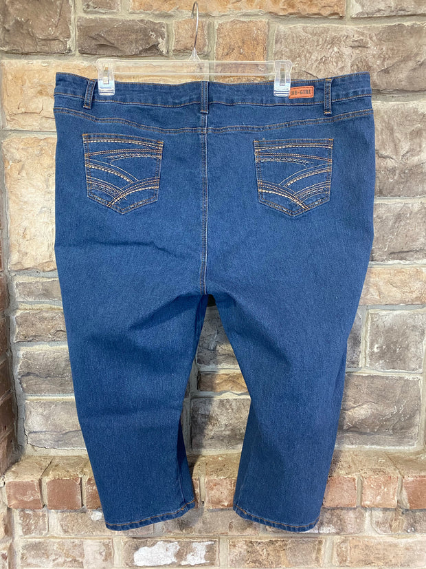 BT-X {Hangin' By A Thread} Medium Blue Crop Jeans w/Pocket Detail SALE!!!  EXTENDED PLUS SIZE 24 26 28