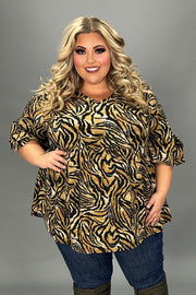 25 PSS {A Better Idea} Taupe/Black Animal Print Babydoll Top EXTENDED PLUS SIZE 3X 4X 5X