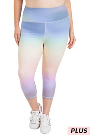 LEG-44 {Pastel Delight} Pastel Tie Dye Capri PLUS SIZE XL, 1X, 2X, 3X