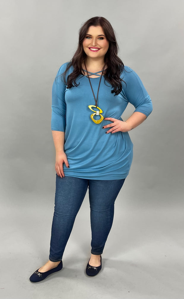 SQ-C "Blue Bayou”  Tunic with Criss-CrossDetail