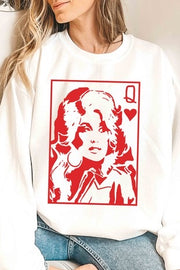 80 GT-W {Queen Dolly} White Queen of Hearts Graphic Sweatshirt PLUS SIZE XL 2X 3X