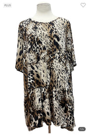 95 PSS-B {Wild Thoughts} Brown Animal Print Top EXTENDED PLUS SIZE 3X 4X 5X