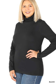 56 SLS-G {Best There Is} Black Gathered Turtleneck Top PLUS SIZE 1X 2X 3X