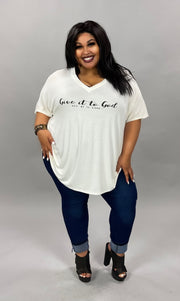 57 GT-A {Give It To God} Ivory V-Neck Tee PLUS SIZE 1X 2X 3X  SALE!!!!