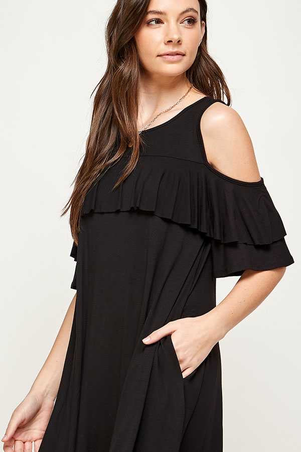33 OS-D {Found Your Way} Black Cold Shoulder Dress PLUS SIZE XL 2X 3X Curvy Boutique Plus Size Clothing 33 OS-D {Found Your Way} Black Cold Shoulder Dress PLUS SIZE XL 2X 3X Curvy Boutique Plus Size Clothing