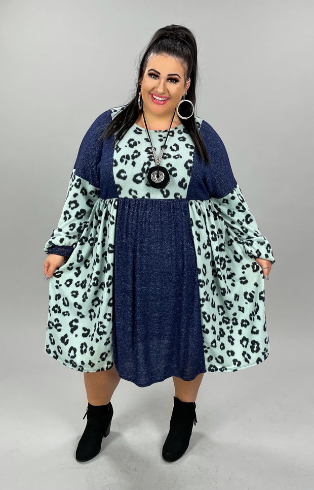 36 CP-E {Out And About} Mint Animal Print Dress SALE!! PLUS SIZE 1X 2X 3X
