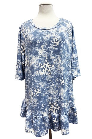88 PSS {All The Right Things}  SALE! Denim Blue Tie Dye Star Print Top EXTENDED PLUS SIZE 4X 5X 6X