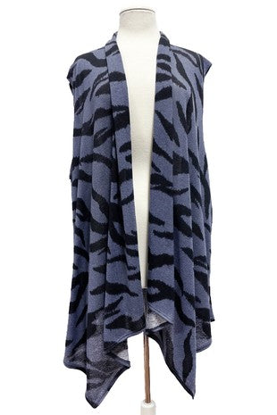 29 OT {Loud And Proud} Cobalt Blue Tiger Print Vest EXTENDED PLUS SIZE 3X 4X 5X