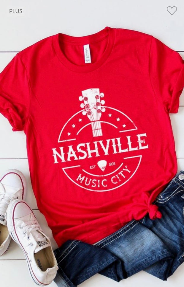 61 GT-B {Nashville Music City} Red Graphic Tee PLUS SIZE 2X 3X